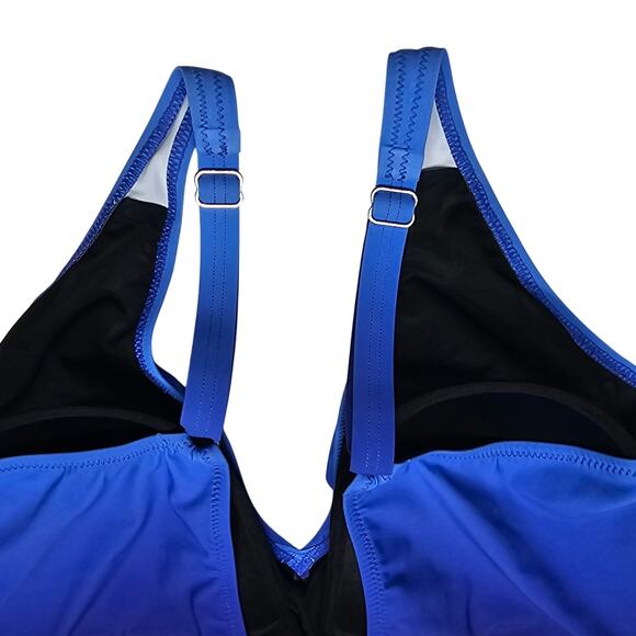 Profile by Gottex Splendor Ombre Swimsuit V-Neck Soft Cups Tummy Control Size 16 - Picture 8 of 11